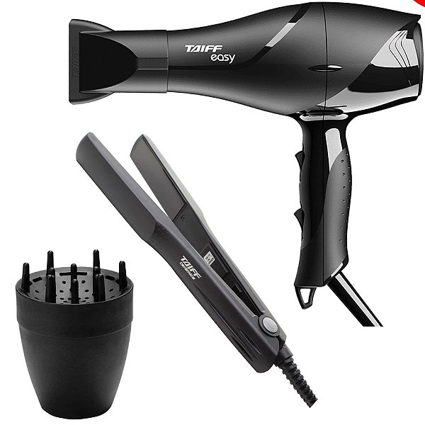 KIT TAIFF - SECADOR EASY 1700W 220V + PRANCHA CERAMICA 180ºC + DIFUSOR DE AR SMART