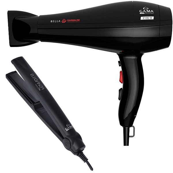 KIT GAMA - SECADOR BELLA TOURMALINE 2100W 127V + PRANCHA ELEGANZA INFINITY ONE 220ºC BIV