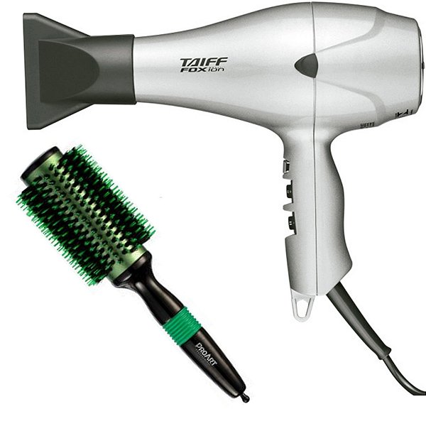 KIT - SECADOR FOX ION PRATA 2000W 220V + ESCOVA PROART PRO VERDE 38MM EPM03