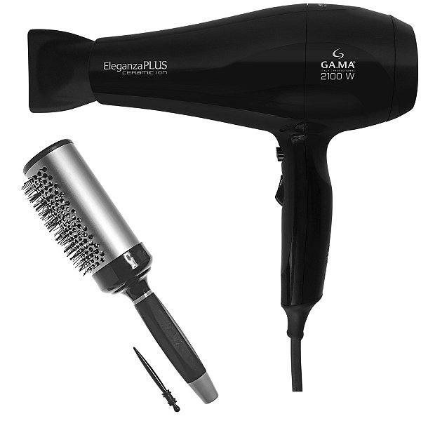 Kit Secador Gama Eleganza Plus Ceramic Ion 2100w 127v + Escova Proart Ricci Perfetti 98103hkh 32mm