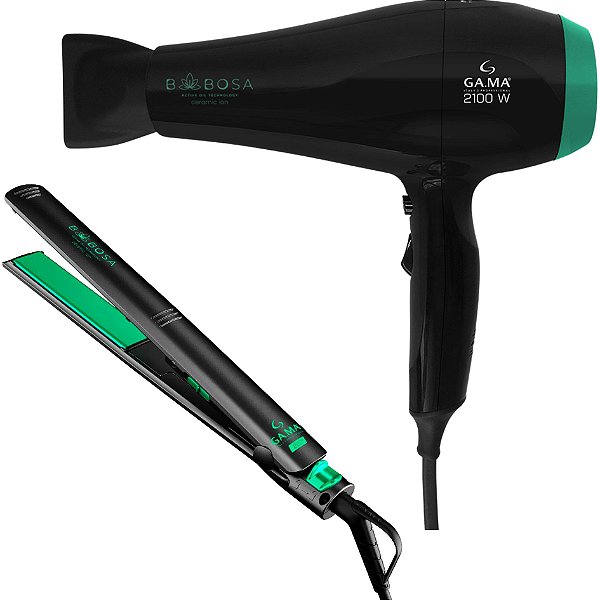 Kit Gama Babosa Ceramic Ion - Secador 2100w 127v + Prancha Elegance 220°c Biv