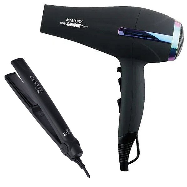 Kit - Secador Mallory Turbo Rainbow 2000w 220v + Prancha Gama Infinity One 220ºc Bv