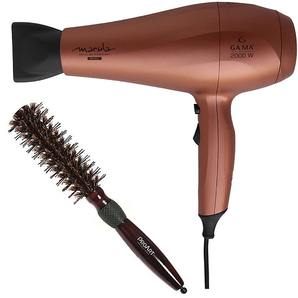 Kit - Secador Gama Marula Ceramic Ion 2000w Biv + Escova Proart Miracle Shine 21mm 2d733 Madeira 'p'