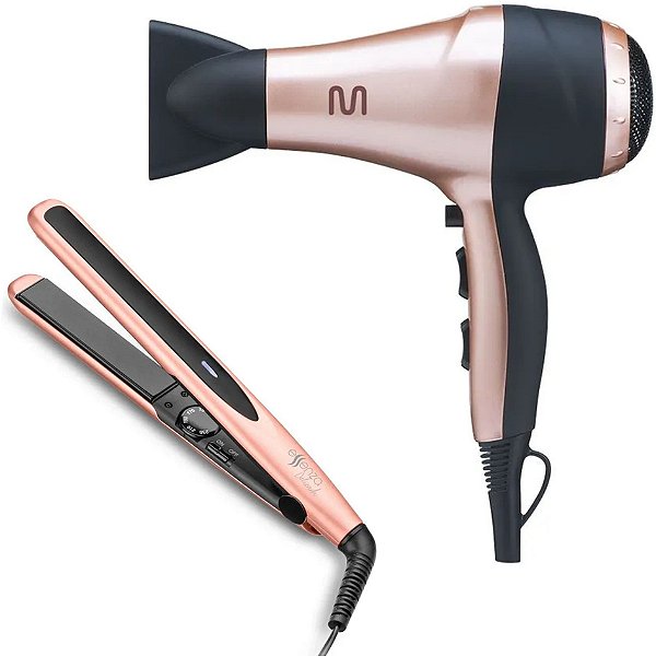 Kit Multilaser - Secador Tourmaline Ion 2000w Eb042 127v + Prancha Ceramic Queratina Eb053 230ºc