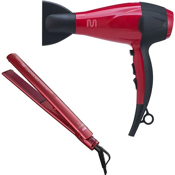 Kit - Secador Multilaser Ionic Boost 2000w Eb045 220v + Prancha Gama Elegance New Lumina Red 220ºc