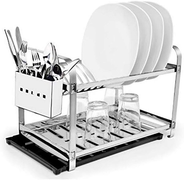 Kit Mak.inox - Escorredor 16 Pratos Desmontado Pt Inox 8501pta + Bandeja Coletora