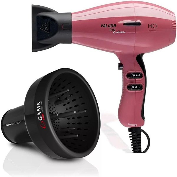 Kit - Secador Mq Falcon Ion Collection Pink 2100w 220v + Difusor De Ar Gama Universal