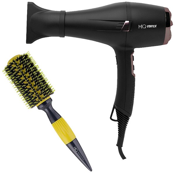Kit Mq - Secador Vortex Black 2400w 220v + Escova Prime Thermal Ceramic Cerdas Mista 33mm 1797