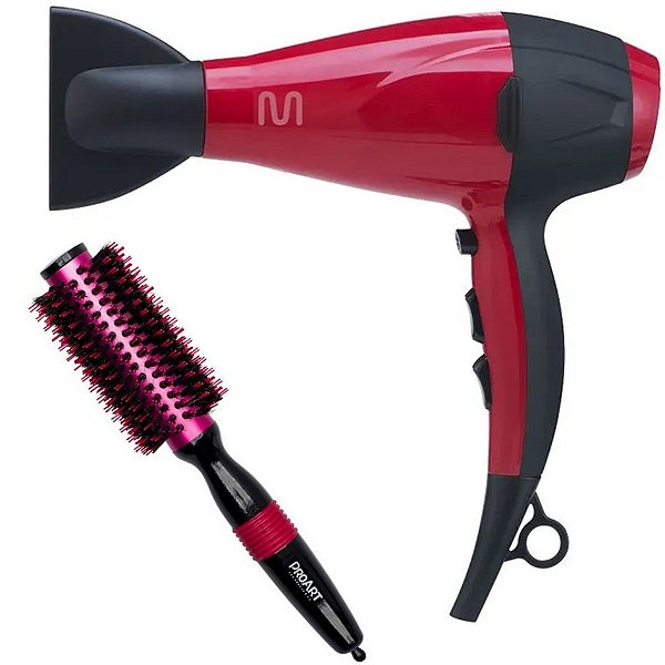 Kit - Secador Multilaser Ionic Boost 2000w Eb044 127v + Escova Proart Metallic Pro Rosa 25mm Epm05