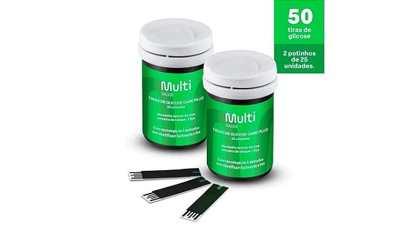 Kit Com 50 Tiras Para Glicemia Glicocheck Multilaser Hc489