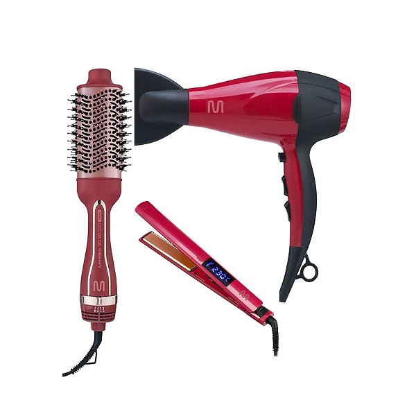 Kit Multilaser - Secador 2000w Eb044 127v + Chapinha Eb049 230ºc + Escova 1350w Eb119