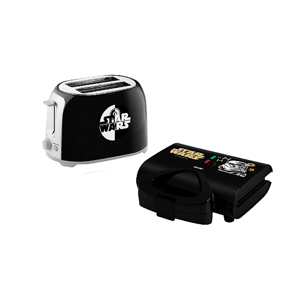 Kit Mallory - Sanduicheira Star Wars Empire Preta 750w 127v + Torradeira Star Wars Mallory - 127v