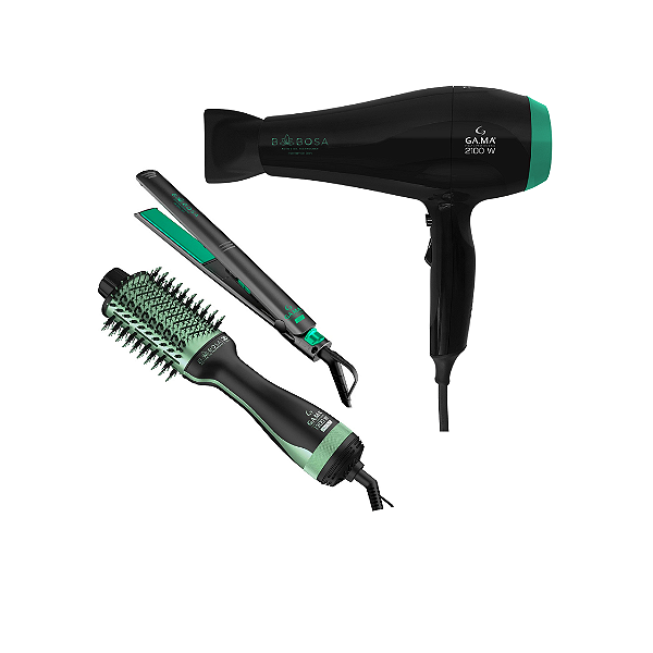 Kit Gama Babosa 127v - Secador 2100w 127v + Escova Brush 3d 1300w Bv + Prancha Elegance 220ºc Bv
