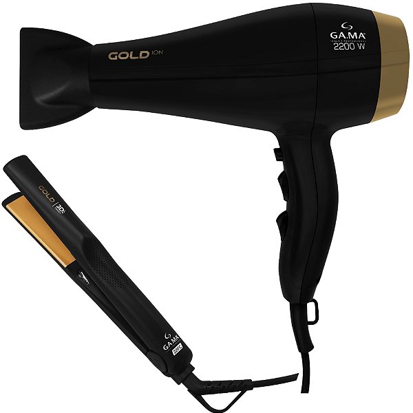 Kit Gama Gold Ion - Secador 2200w 127v + Prancha 3d 220ºc Biv