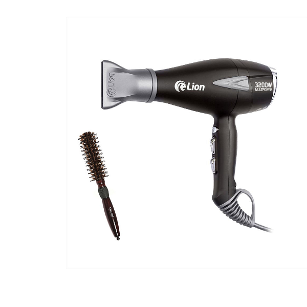 Secador De Cabelo Lion Multpower 3200w Preto Fosco 220v + Escova