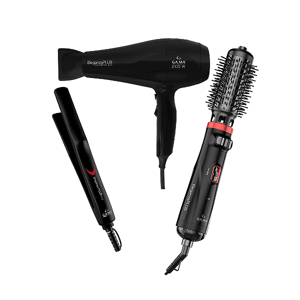 Kit Gama Eleganza Plus - Secador 2100w 220v + Escova Secadora Rotativa  Bv + Prancha 220ºc Bv