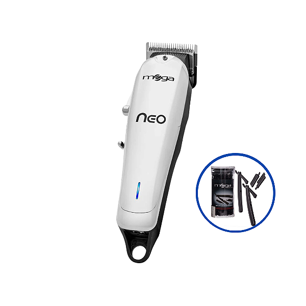 Maquina De Corte Mega Neo Cordless Chrome Usb +  Kit Navalhetes Com LÂminas DescartÁveis