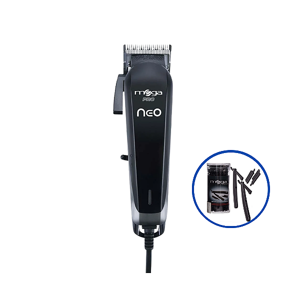 Maquina De Corte Mega Neo Clipper Bivolt + Kit Navalhetes Com LÂminas DescartÁveis