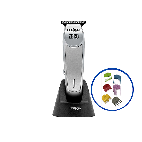 Maquina De Corte E Acabamento Mega Zero Chrome Usb + Kit Mega Pentes MagnÉticos - 6 Unidades