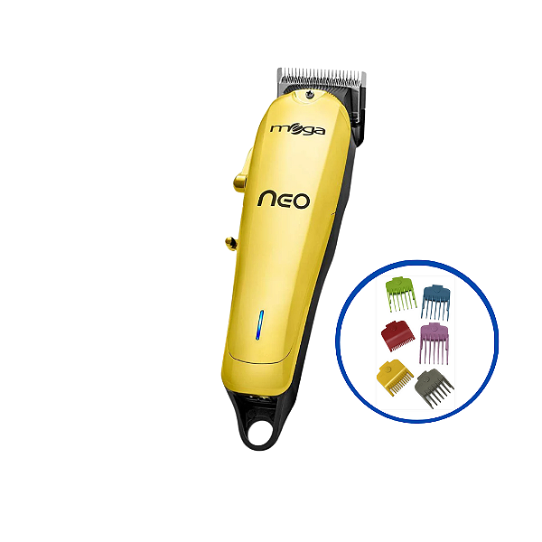 Maquina De Corte Mega Neo Cordless Gold Usb + Kit Mega Pentes MagnÉticos - 6 Unidades