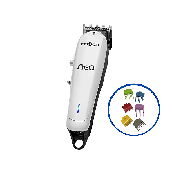 Maquina De Corte Mega Neo Cordless Chrome Usb +  Kit Mega Pentes MagnÉticos - 6 Unidades