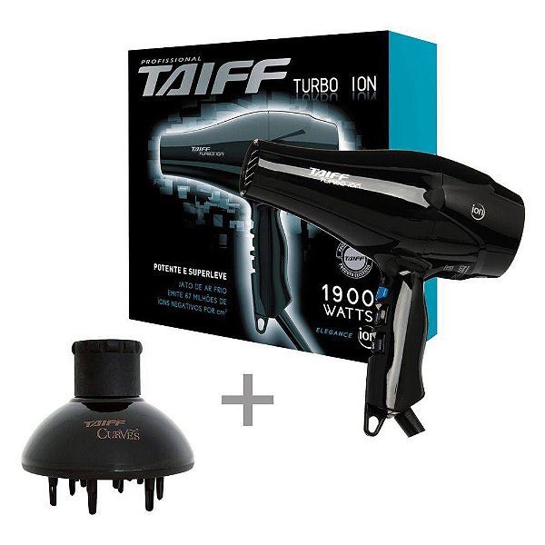 KIT TAIFF  127V - SECADOR TURBO ION 1900W + DIFUSOR CURVES