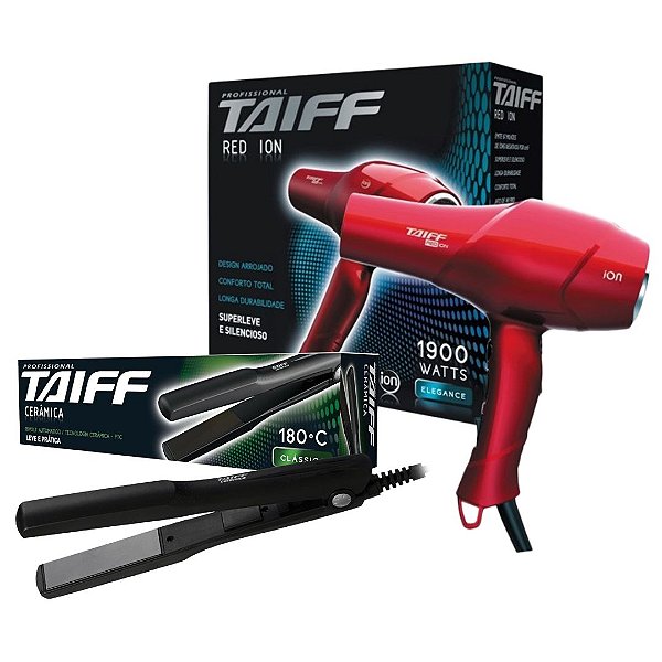 KIT TAIFF 220V - SECADOR RED ION 1900W + PRANCHA 180ºC