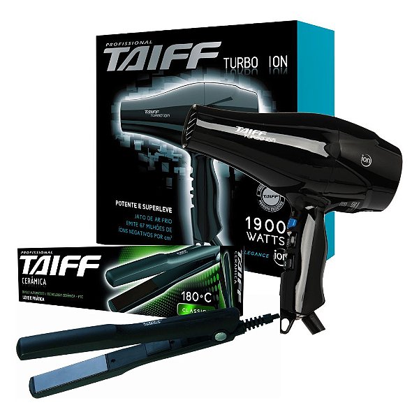 KIT TAIFF 127V - SECADOR TURBO ION 1900W + PRANCHA 180°C BIVOLT