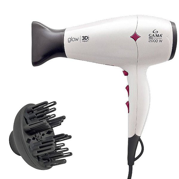 SECADOR DE CABELO GAMA GLOW 3D 2000W BRANCO - 127V
