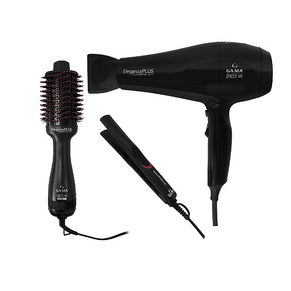 Kit Gama Eleganza Plus - Secador 2100w 127v + Escova Eleganza 1300w Bv + Prancha 220ºc Bv