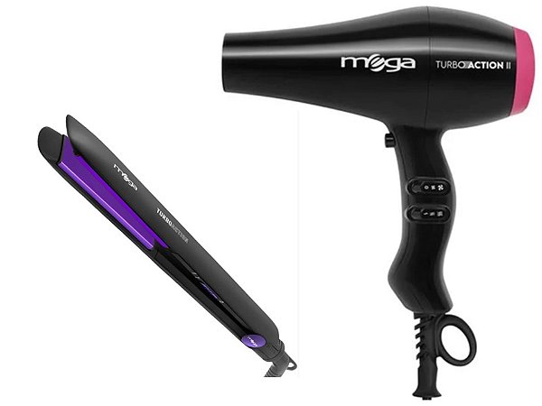 Kit Mega - Secador De Cabelo Turbo Action Ii 2000w 127v + Prancha Turbo Action 230ºc Biv