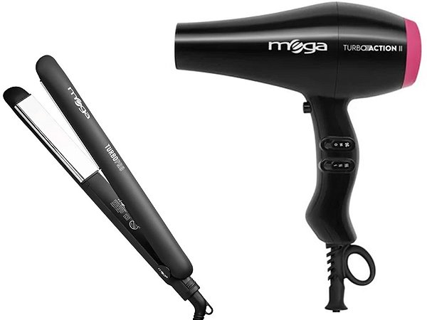 Kit Mega - Secador De Cabelo Turbo Action Ii 2000w 220v + Prancha Turbo Pro 230ºc Biv