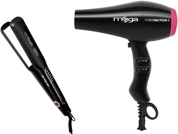 Kit Mega - Secador De Cabelo Turbo Action Ii 2000w 127v + Prancha L500 Placa Larga 250ºc Biv