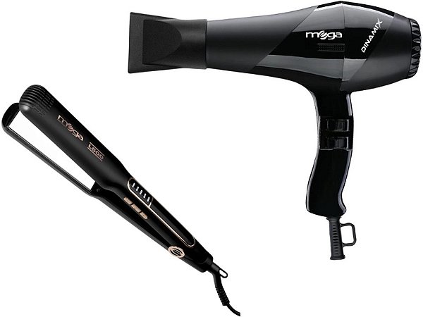 Kit Mega - Secador De Cabelo Dinamix 2000w 220v + Prancha L500 Placa Larga 250ºc Biv