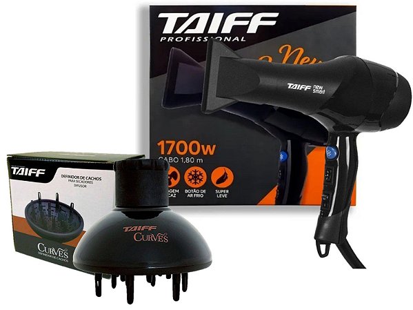 KIT TAIFF SECADOR PROFISSIONAL NEW SMART 1700W - 127V + DIFUSOR CURVES