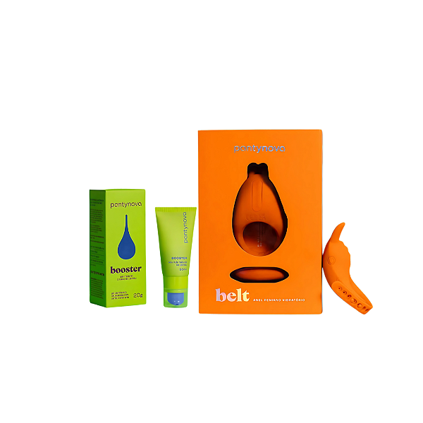 Kit Pantynova - Anel Peniano Vibratorio Belt Laranja + Lubrificante Booster 20g