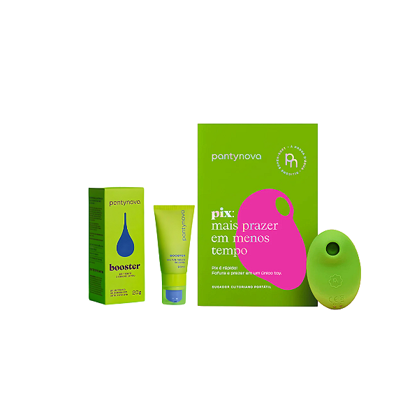 Kit Pantynova - Sugador Clitoriano PortÁtio Pix Verde + Lubrificante Booster 20g