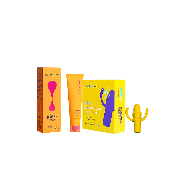 Kit Pantynova - Vibrador De Encaixe Clits Amarelo + Lubrificante Gloss BeijÁvel 50g