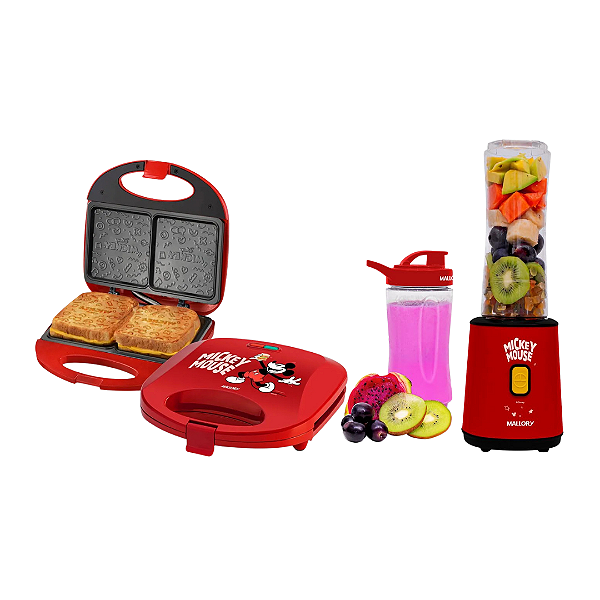 Kit Mallory Mickey Mouse 220v - Sanduicheira + Liquidificador Individual