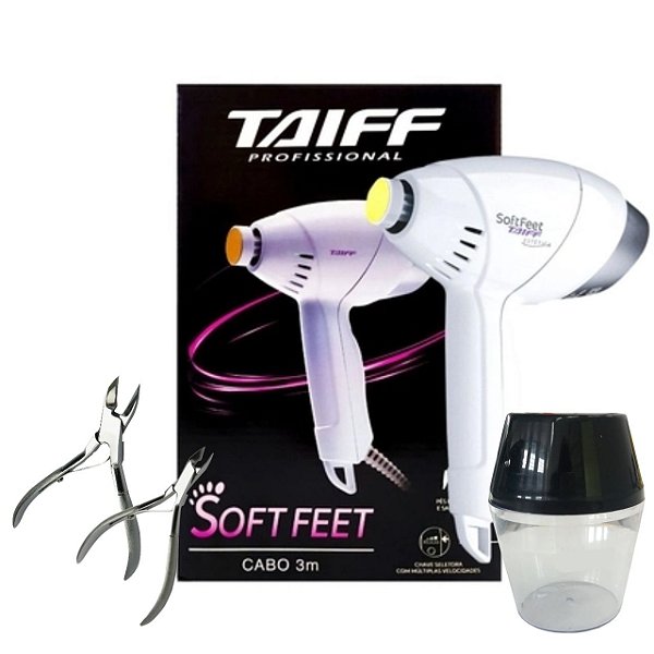 KIT PEDICURO SOFT FEET TAIFF 60W - BIVOLT + ALICATE UNHA + ALICATE CUTICULA + POTE MISTURADOR