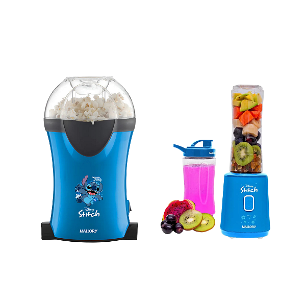 Kit Mallory Disney Stitch 220v - Pipoquera ElÉtrica + Liquidificador Individual