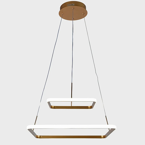 Lustre Pendente 192010 Led Domum 2 Arcos Quadrado Dourado 50/30cm 4000k Biv