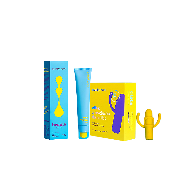 Kit Pantynova - Vibrador De Encaixe Clits Amarelo + Lubrificante Hidratante Bruma 75g