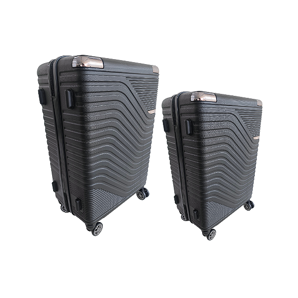 Kit Mala De Viagem Preto Luxo - MÉdia + Grande