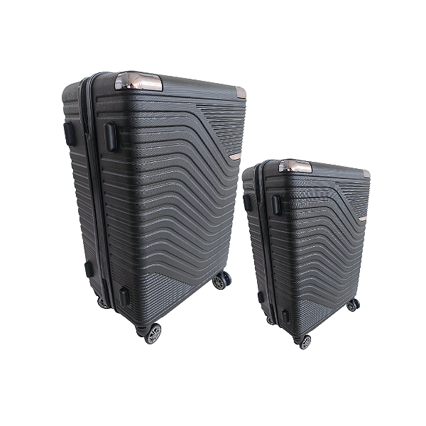 Kit Mala De Viagem Preto Luxo - Pequena + Grande