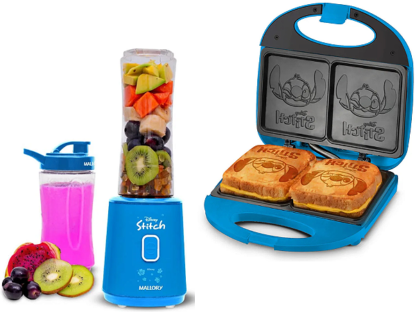 Kit Mallory Disney Stitch 110v - Liquidificador Individual + Sanduicheira ElÉtrica
