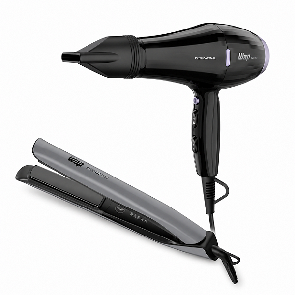 Kit Wap Intense Profissional - Secador Ws2500 Infra-ionic 2400w 127v + Prancha Wp482 Black Ceramic 250ºc