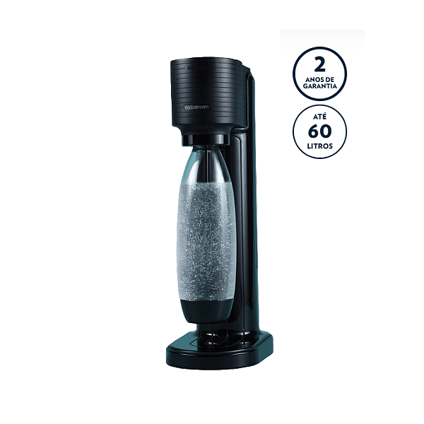 Máquina Para Gaseificar Água Gaia Sodastream Preta Com Cilindro Quick Connect 60l E Garrafa 1l