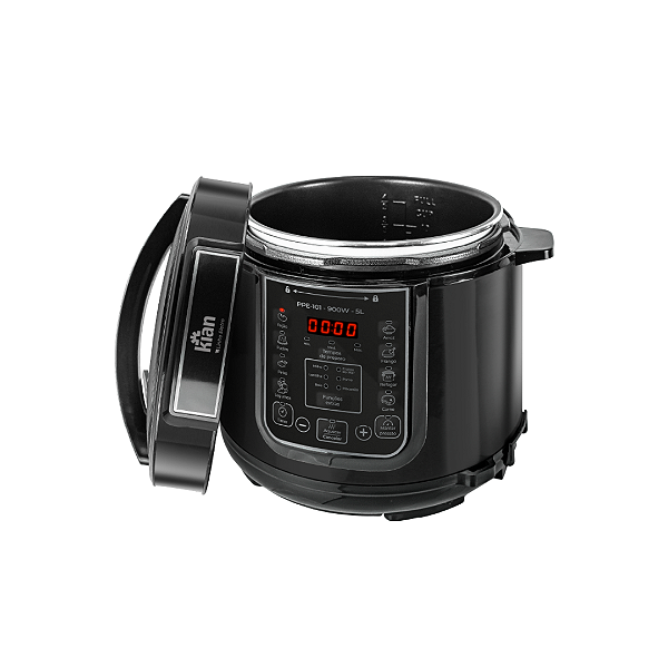 Panela De Pressão Elétrica Kian Ppe-101 5l Preta 900w Com Timer, Controle De Temperatura E Travas De Segurança 220v