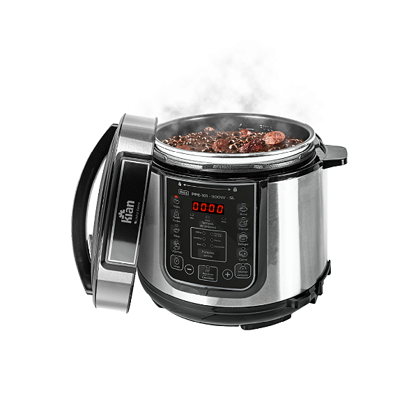 Panela De Pressão Elétrica Kian Ppe-101 5l Inox 900w Com Timer, Controle De Temperatura E Travas De Segurança 220v